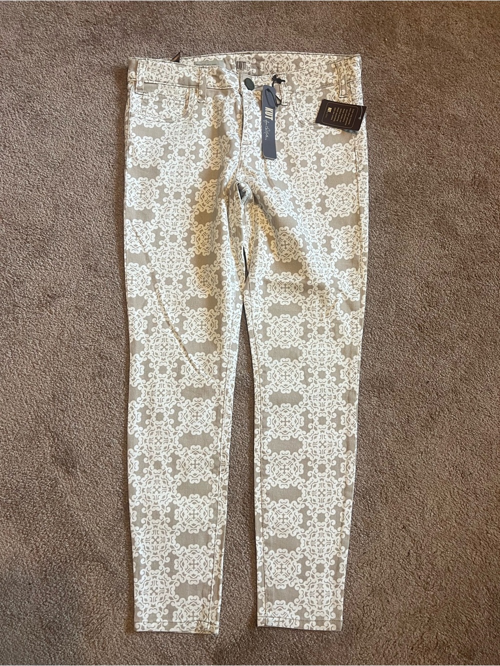 Kut from the Kloth Beige & White Patterned Women’s Jeans